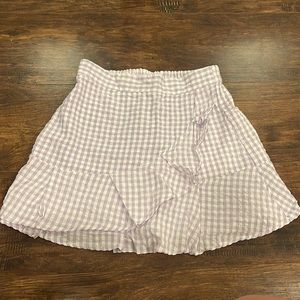 Purple and white checkered skirt